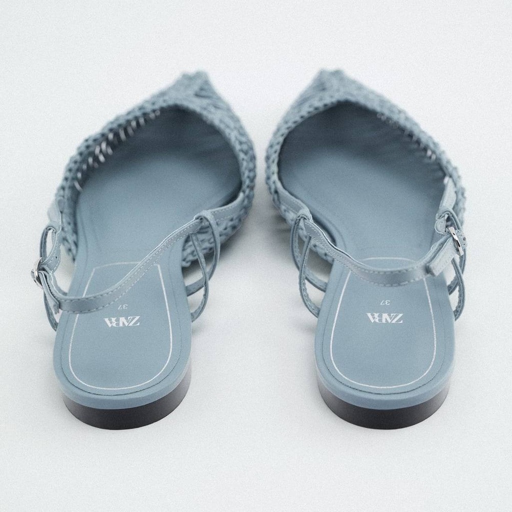 Zara woven slingback flats blue NWT - Picture 6 of 8